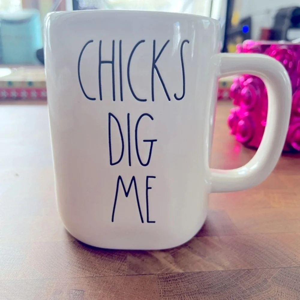 New Rae Dunn Chicks Dig Me Easter Coffee Mug Tea Cup Spring Yellow Inside